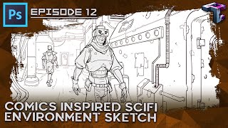 SIDE QUEST | Comics Inspired Scifi Environment (ft. Photoshop Plugin: Perspective Tools v2)