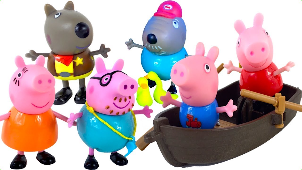 FAMILIA PURCELUSILOR PEPPA SI GEORGE MERG LA PICNIC TRECAND RAUL CU BUNICUL CATEL SI BARCUTA - YouTube