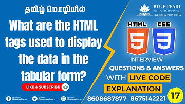 What are the HTML tags used to display the data in the tabular form table  tr tag HTML td tag Tables
