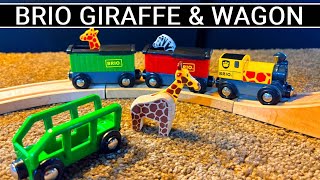 Brio Giraffe & Wagon Set Brio 33724 Wooden Toy Train For Kids Safari Train With Steam Engine