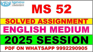 MS 52 solved assignment 2025 in English || ms 52 solved assignment 2025 || ignou ms52 2025