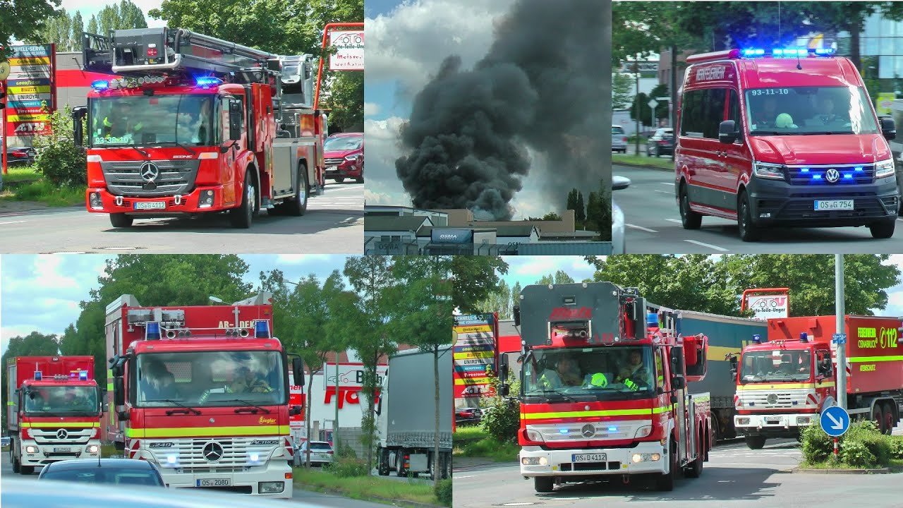 Großbrand Autowerkstatt mit Gefahrgut in Osnabrück