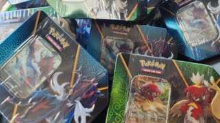 14 Divergent Powers Tins With Evolving Skies - Pokemon Cards Opening