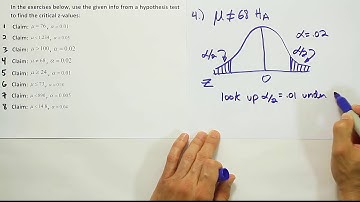 How to find critical values for a hypothesis test using a z or t table, part 4