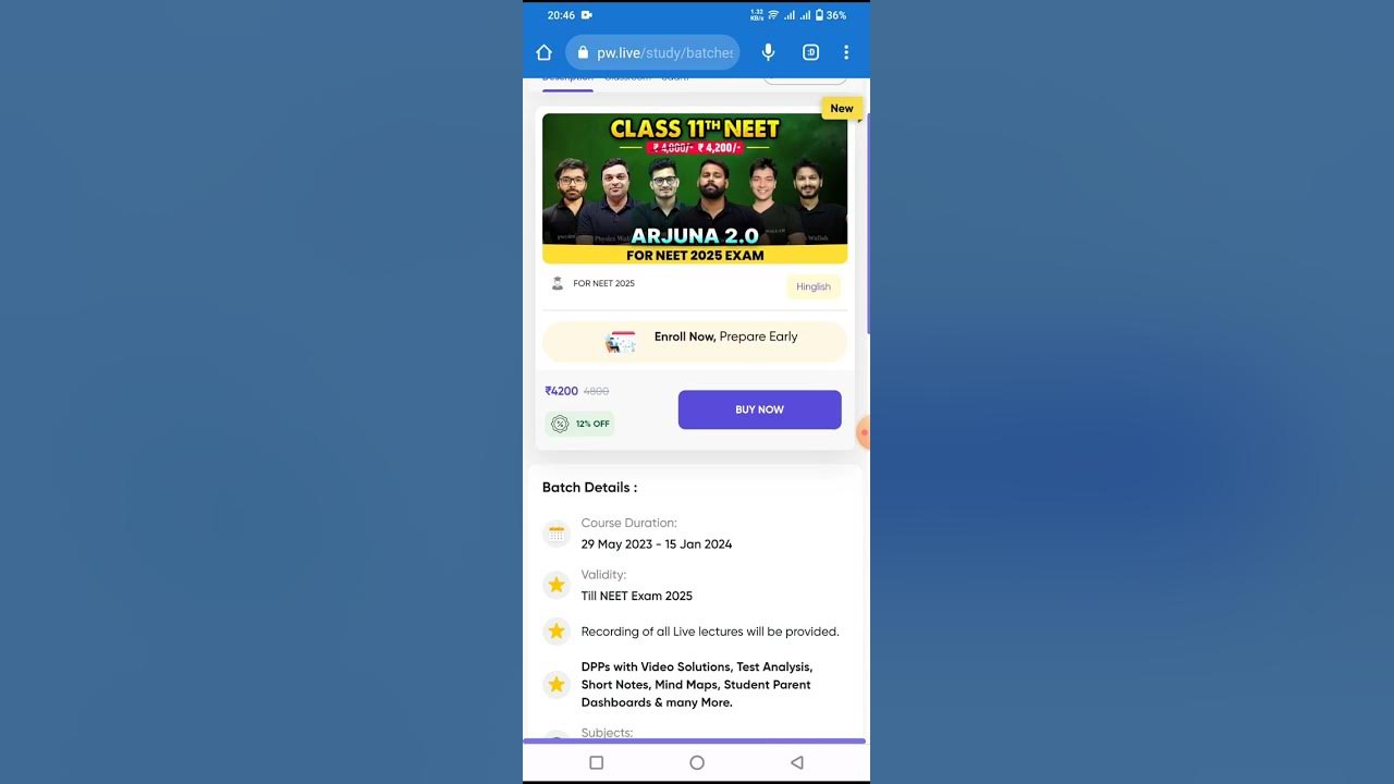 Arjuna Neet 2.0 2025 batch full review Arjuna Neet 2.0 coupon code 
