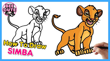 How to draw Simba from The Lion King | Drawing and coloring Simba easy | Bee Cute