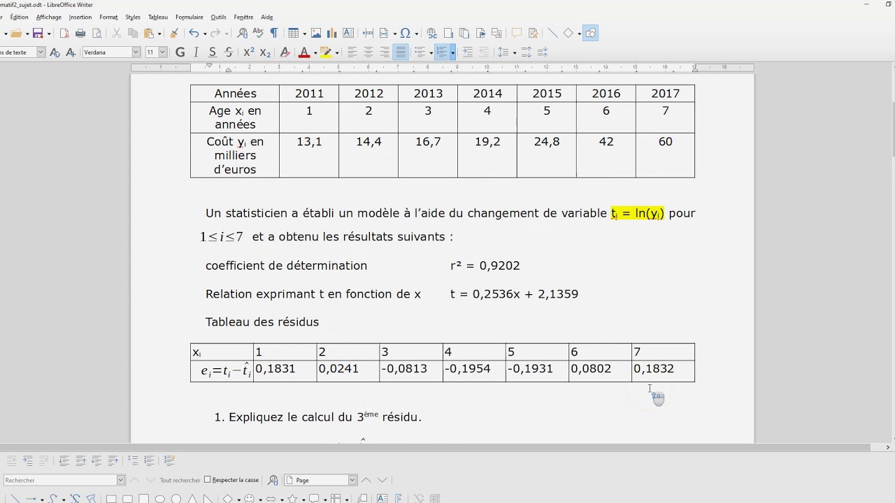 statistiques à deux variables-logarithmes - YouTube