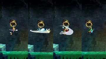 Rayman Legends Definitive Edition - All Characters Holding on a Doorknocker Attacks Animations