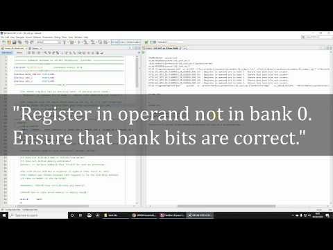 Register in operand not in bank 0.  Ensure that bank bits are correct. | MPASM assembly programming