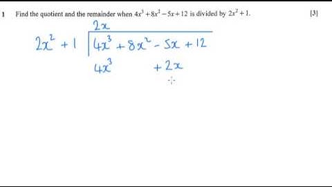 A Level Pure Maths - Polynomial Long Division OCR Core 4 June 2016 q1 solution