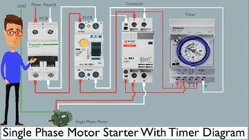 Single Phase Motor Starter With Timer Diagram | single phase motor | timer