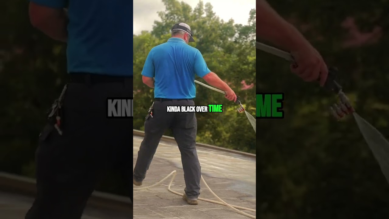 Today we’re up on a TPO SoftWash - We’re applying a specialized sodium hypochlorite mix