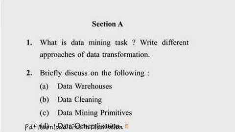 2019 MCA 5th Sem Reappear Data warehousing & Mining Question Paper