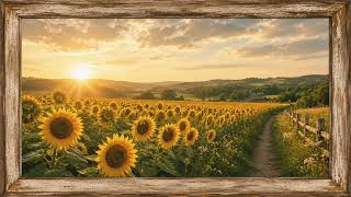 Golden Sunflower Field Sunset | Peaceful Digital Frame Scenery screenshot 4