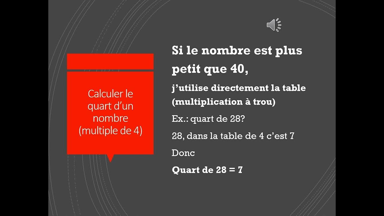 Comment Calculer Le Quart D'un Nombre Calculer le quadruple ou le quart d'un nombre 1 - YouTube
