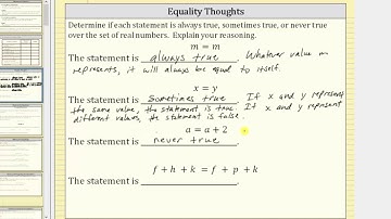 Equality Statements:  Always, Sometimes, or Never True