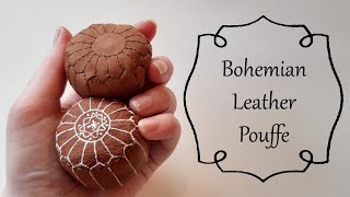 Miniature upholstered leather ottoman - Moroccan Dollhouse DIY Pouffe Tutorial