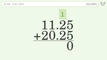 Long Addition Problem 11.25+20.25: Step-by-Step Video Solution | Tiger Algebra