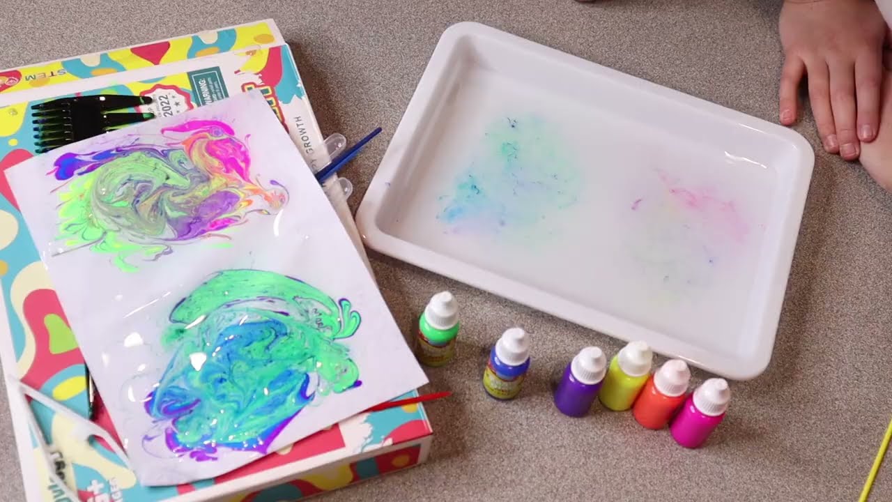  Marble Painting Kit - Kids Art, Water Marbling Paint Kit for Kids  Ages 8-12 Girls & Boys, Fun Activity Water Marbling Paint Art Kit for Kids,  5 Paint Colors, Perfect Kids