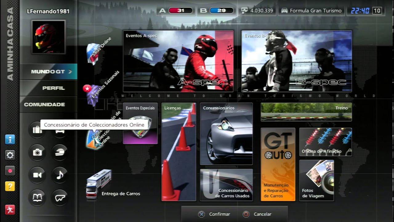 Gran Turismo 5: Nível A e B-Spec + Carro Preferido + Rolezinho 
