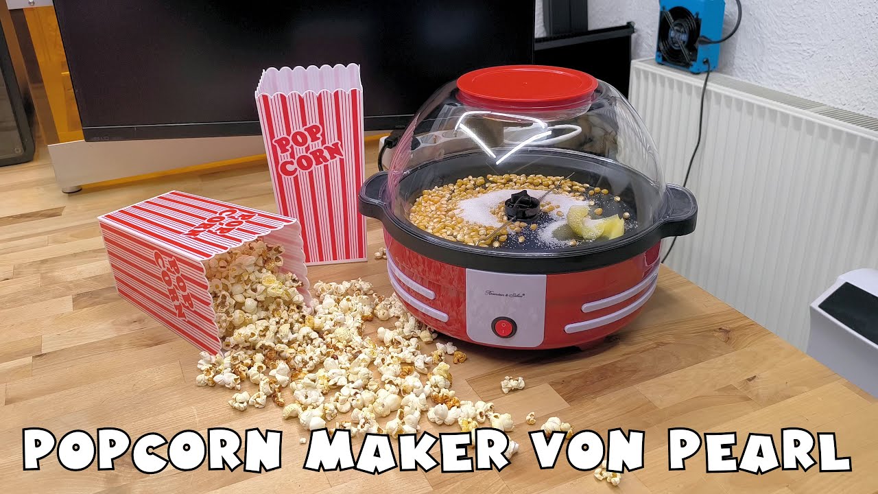 Pearl: Rosenstein & Söhne Popcorn Machine: Retro-Popcorn-Maschine mit Rührwerk