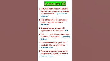 Computer Awareness One-liners #computer #computerknowledge #computerawareness #competitiveexams