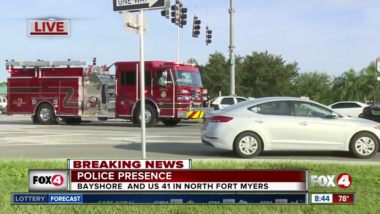 Police presence at crash on Bayshore Road in North Fort Myers - YouTube