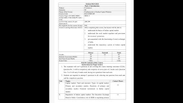 fundamental of indian capital markets semester 3rd syllabus kuk University 🎓#college #syllabus