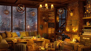 Snow Night Jazz at Cozy Winter Coffee Shop Ambience with Relaxing Jazz Music & Snowfall for Relax