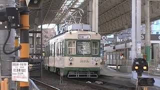 広島電鉄西広島駅を発車する3100形3103号
