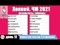 ЧМ по хоккею 2021. Итоги 12 дня. Сформирован состав плей-офф. Таблицы, результаты, расписание.