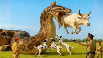 Emergency Team Rescues White Bull From Giant Python Attack in Calm Green Meadow 🐂🐍🌱🔥
