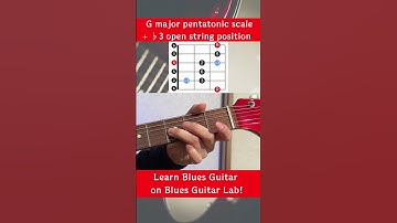 G major pentatonic scale + ♭3 open string position #guitarlessons #scales #shorts
