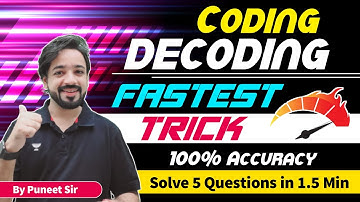 Coding Decoding Fastest Trick Solve 5 questions in 1.5 mins