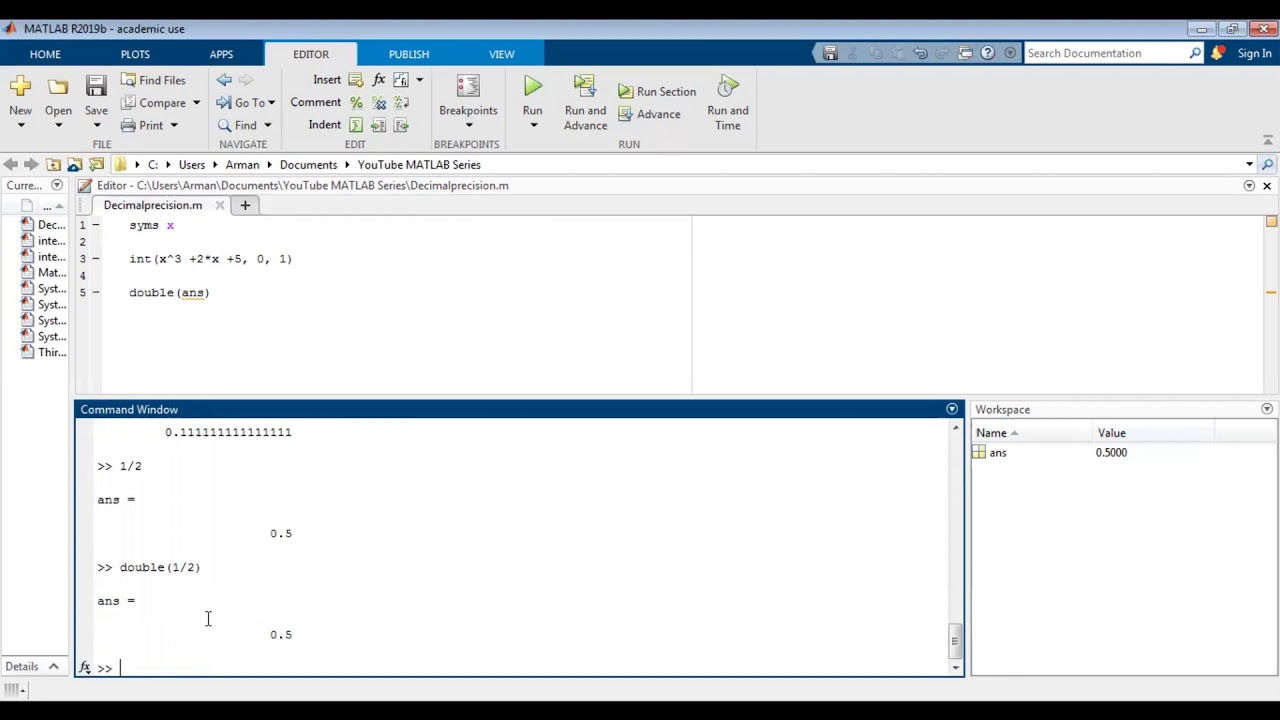 How To Get Decimal Answers And Change Precision On Matlab (Scientific And Engineering Notation)