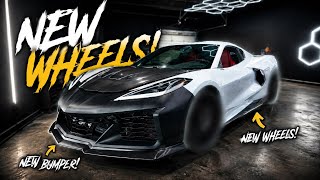 New wheels for the C8! | Z06 bumper and preparing for wrap! 