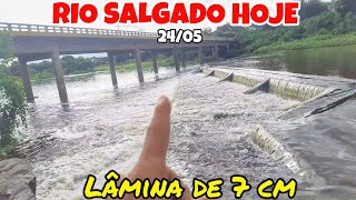 Rio Salgado HOJE Com 7 cm de lâmina d'água para o Açude Castanhão!!! Chuvas no Cariri 🌧️
