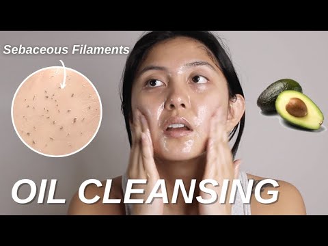 Oil Cleansing Method to remove BLACKHEADS/SEBACEOUS FILAMENTS | Oil Plugs