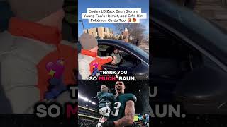 Eagles LB Zack Baun Signs a Young Fan’s Helmet, and Gifts Him Pokémon Cards Too #football #sports