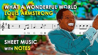 What a Wonderful World | Sheet Music with Easy Notes for Recorder, Violin Beginner | Louis Armstrong What a Wonderful World | Sheet Music with Easy Notes for Recorder, Violin Beginner | Louis Armstrong