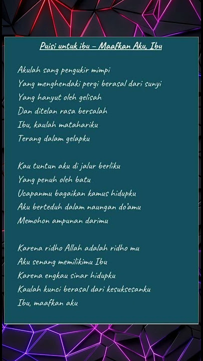 Puisi untuk ibu - Maafkan aku ibu