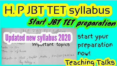 H.P JBT TET syllabus || D.el.ed tet syllabus ||in hindi || Teaching Talks