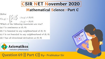 Question 69 | CSIR NET Nov 2020 | Part C | Mathematical Science | By Prabhakar Sir