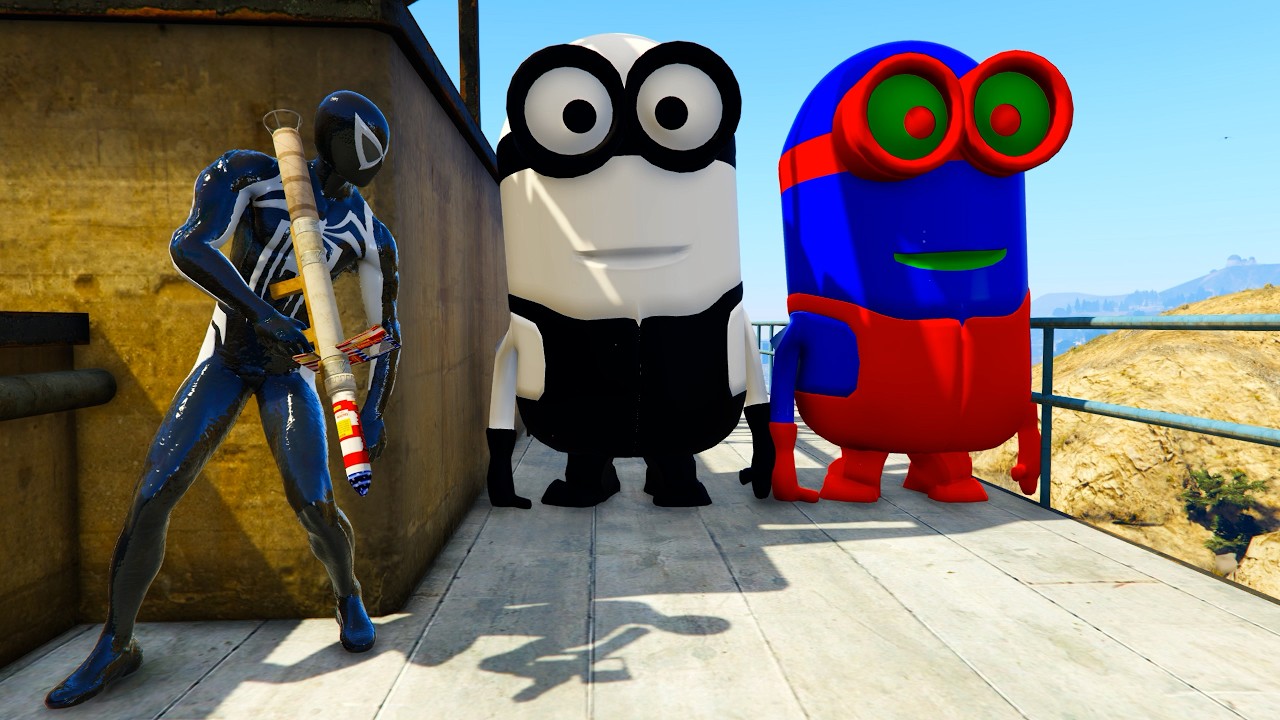GTA 5 Funny Ragdoll Spiderman vs Blue Minion and Red Tung Tung Sahur Epic Eps #8