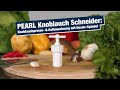 PEARL Knoblauch Schneider: Knoblauchpresse- & Aufbewahrung mit Dosier-Spindel