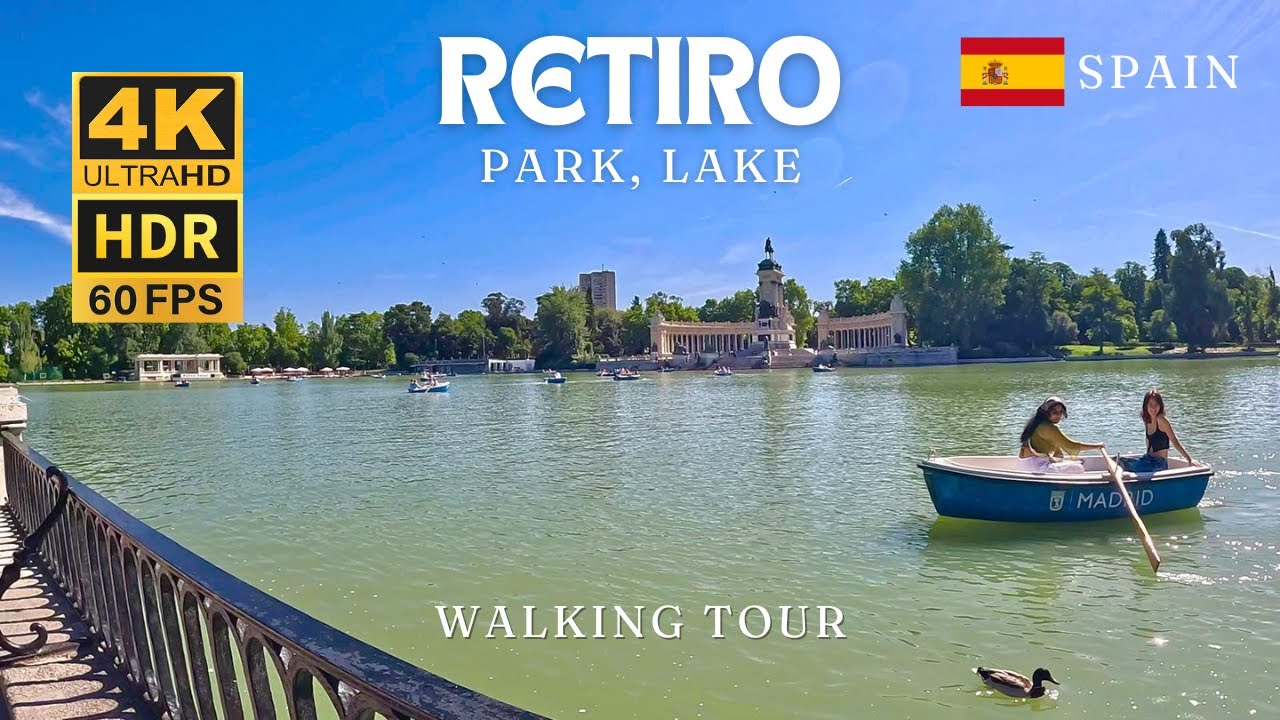 MADRID, SPAIN | El Retiro Park, Lake | Walking Tour | 4K HDR 60 FPS