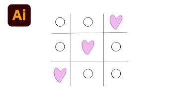 Illustration Tutorial - Hand drawn of tic tac toe game heart - Adobe Illustrator - Speed Design