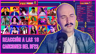 REACCIÓN a las 18 CANCIONES del BENIDORM FEST 2023  (Primera Escucha) - edusanzmurillo