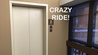 She's gone crazy!  The elevator at US bank is drunk and took us on a WILD ride!