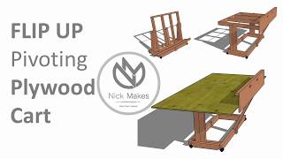 Flip Up Pivoting Plywood Cart - Reclaimed 2x4s